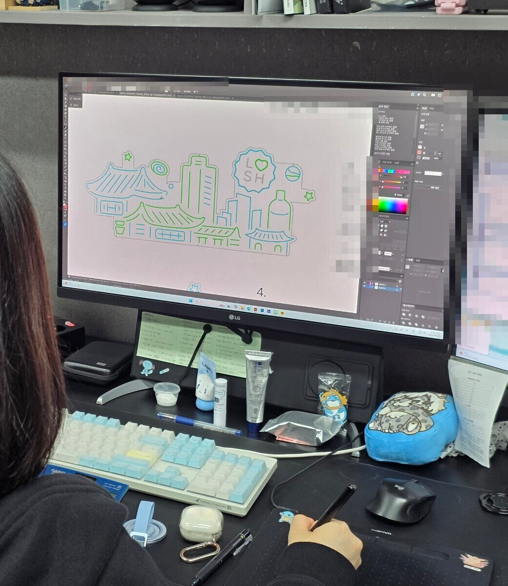 デザインチームによるネオン看板の製作用データ作成